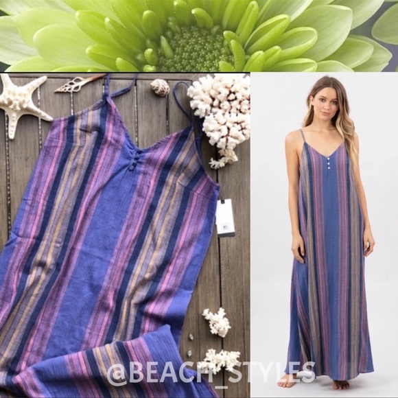 Rip Curl Dresses & Skirts - 🌴🔆RIP CURL- GOLDEN DAYS STRIPPED MAXI DRESS🔆🌴